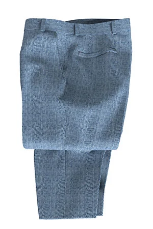 HUDDERS FIELD CASUAL サックス ヘリンボーン リネン (103312)